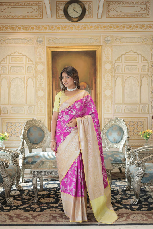 Premium Kanjivaram Silk Saree with Elegant Zari Weaving Work