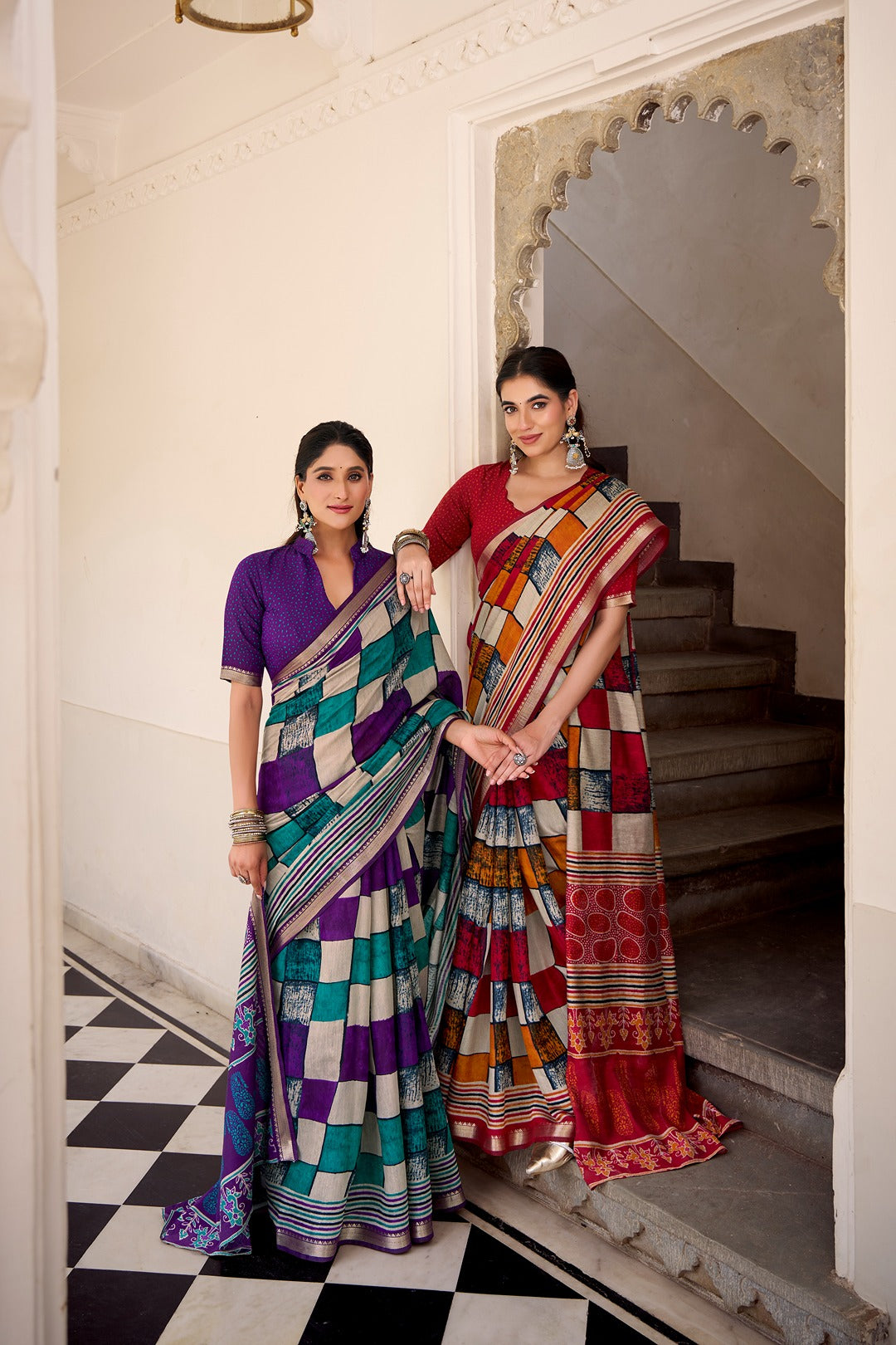 Chanderi Temple Border Printed Saree – Elegant Traditional Saree Collection