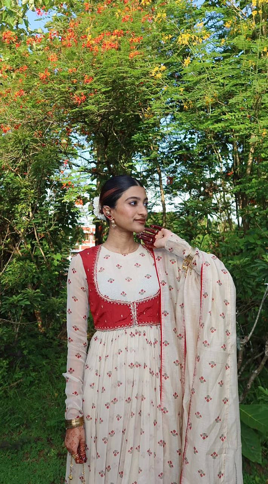 Elegant Anarkali With Red Accents