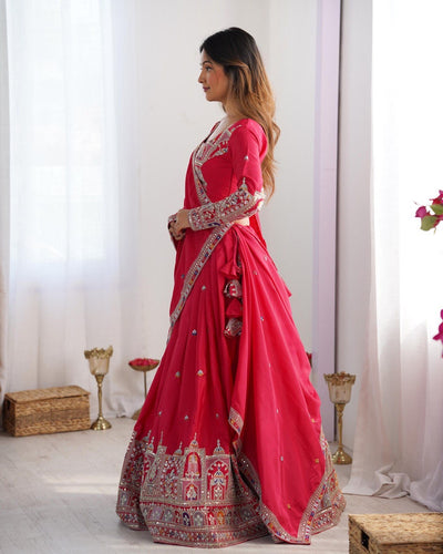 PINK WEDDING LEHENGA WITH CHOLI AND DUPATTA