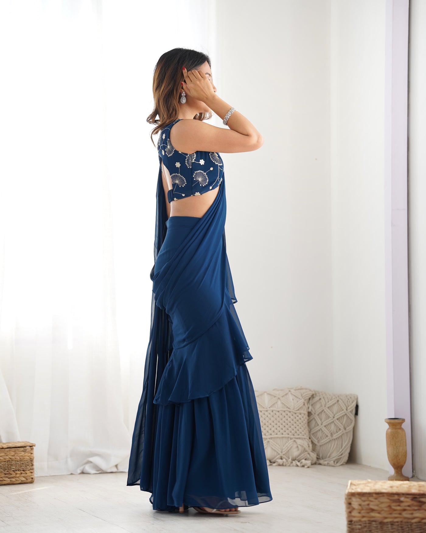 Ready-To-Wear Sharara Saree With Fully Stitched Blouse