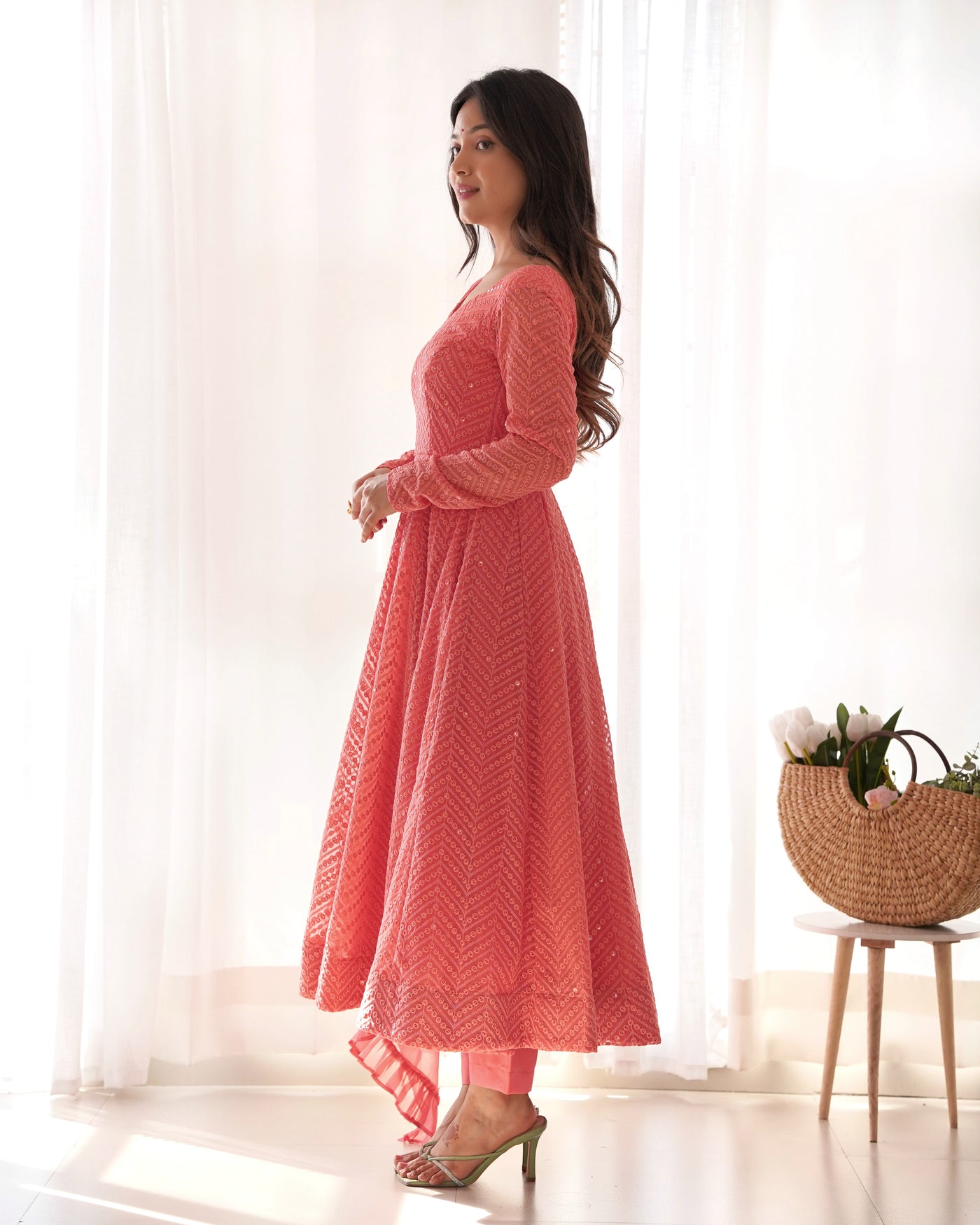 Fully Flared Kali-Patten Anarkali With Fancy Dupatta