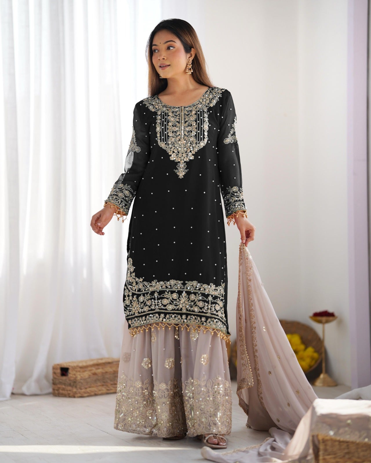 Black Color Festival Designer Suit With Dupatta