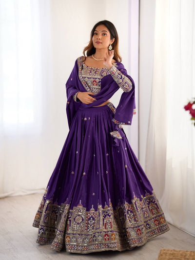 PURPLE WEDDING LEHENGA WITH CHOLI AND DUPATTA