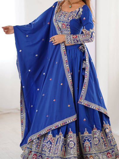 ROYAL BLUE WEDDING LEHENGA WITH CHOLI AND DUPATTA