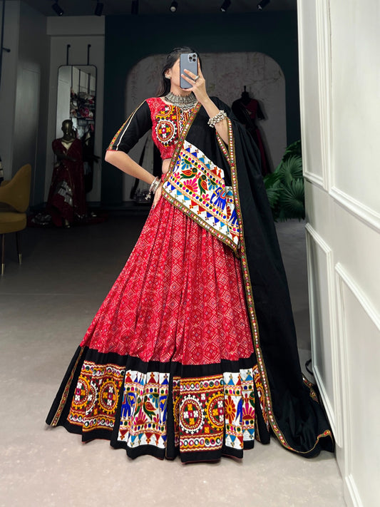 Traditional Gamthi & Mirror Work Chaniya Choli