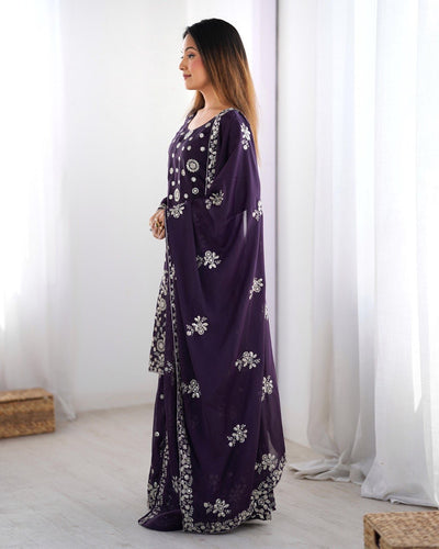 PURPLE PARTYWEAR SHARARA SUIT WITH DUPATTA