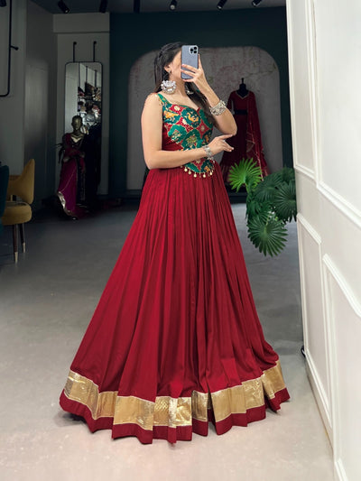 Navratri Vibes In Rayon & Silk Fusion Lehenga