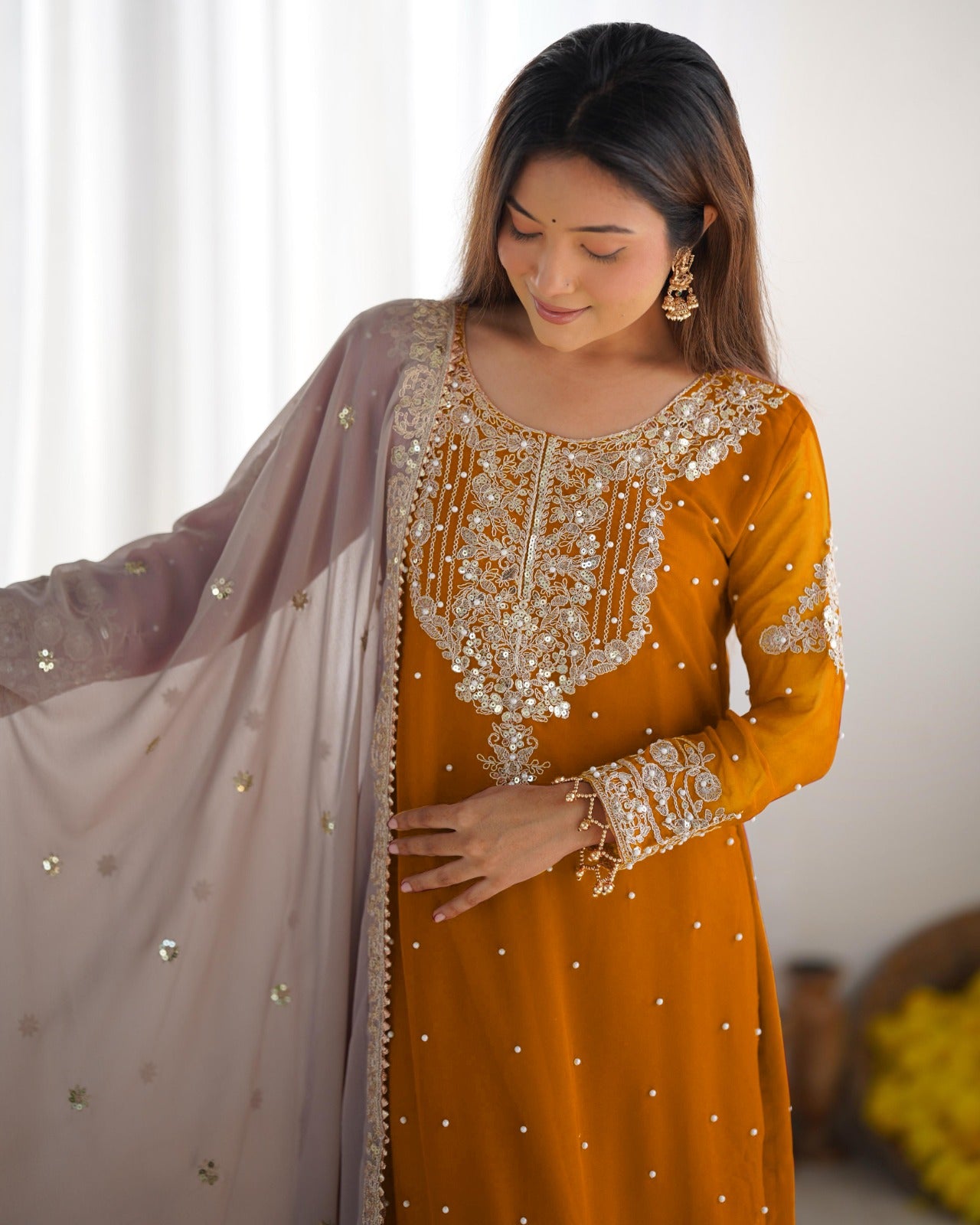 Yellow Color Festival Designer Suit With Dupatta