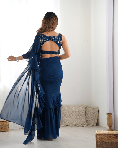 Ready-To-Wear Sharara Saree With Fully Stitched Blouse