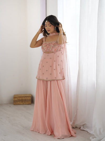 Designer Indo-Western Three-Piece Set With Sequin Embroidery
