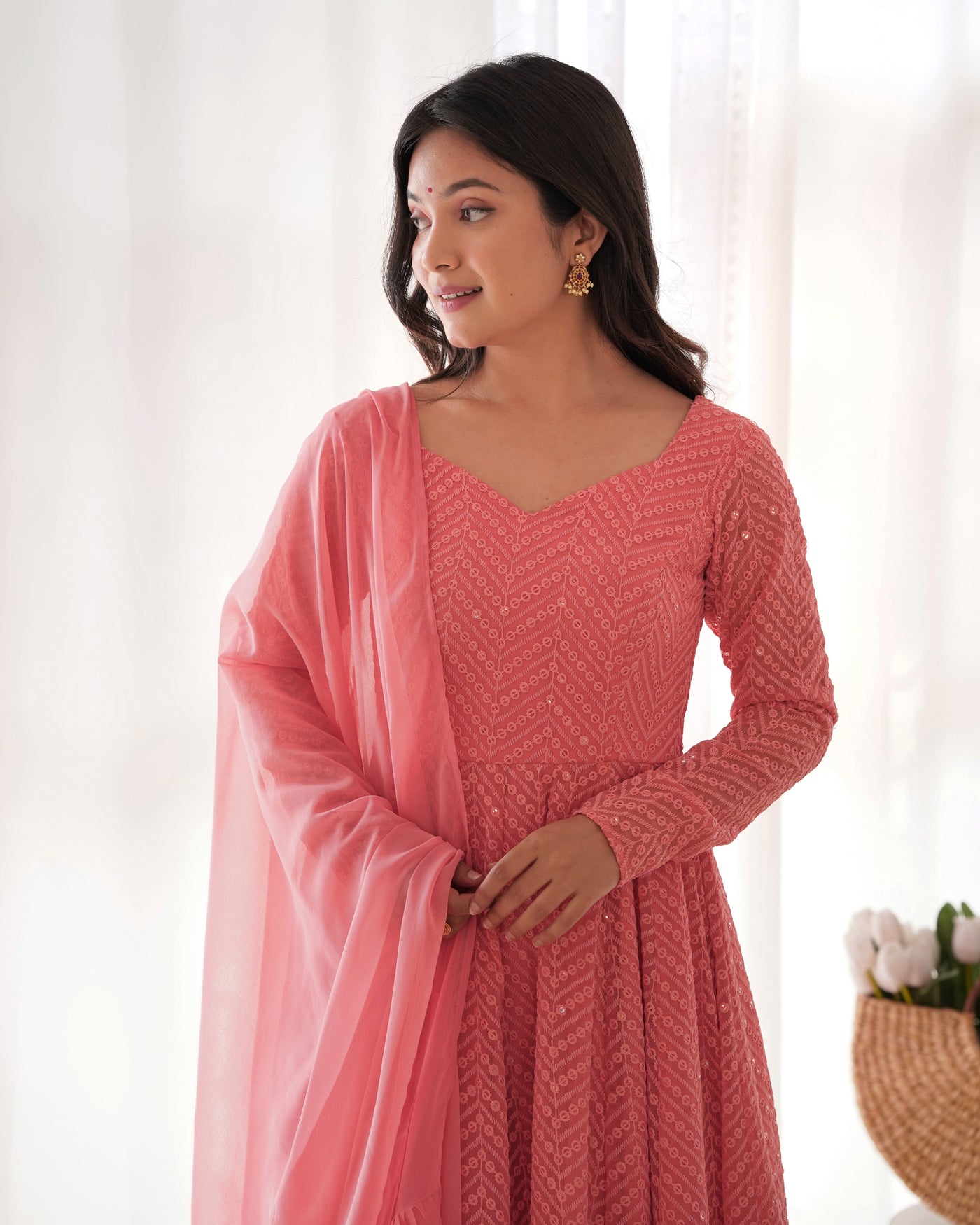 Fully Flared Kali-Patten Anarkali With Fancy Dupatta