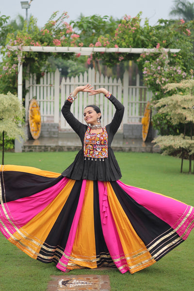 Navratri Special Multicolor Lehenga with Kutchi Gamthi Work- Full Stitched-3