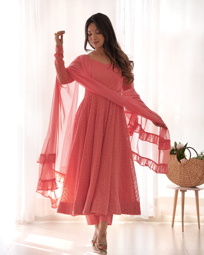 Fully Flared Kali-Patten Anarkali With Fancy Dupatta