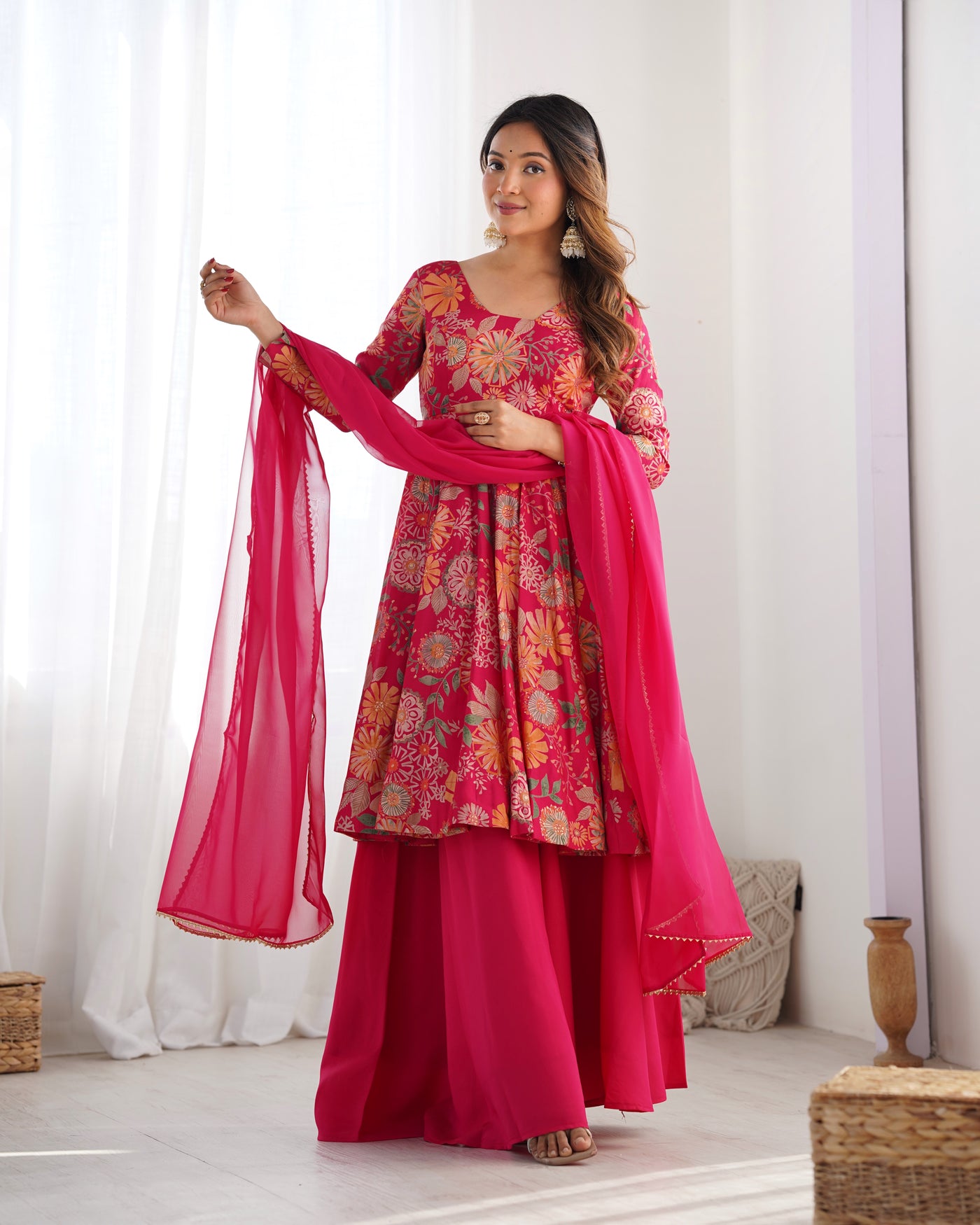 PINK KEDIYA ROMAN SILK PARTYWEAR DRESS