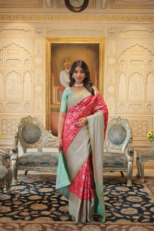 Pure Kanjivaram Silk Saree with Traditional Zari Weaving Work