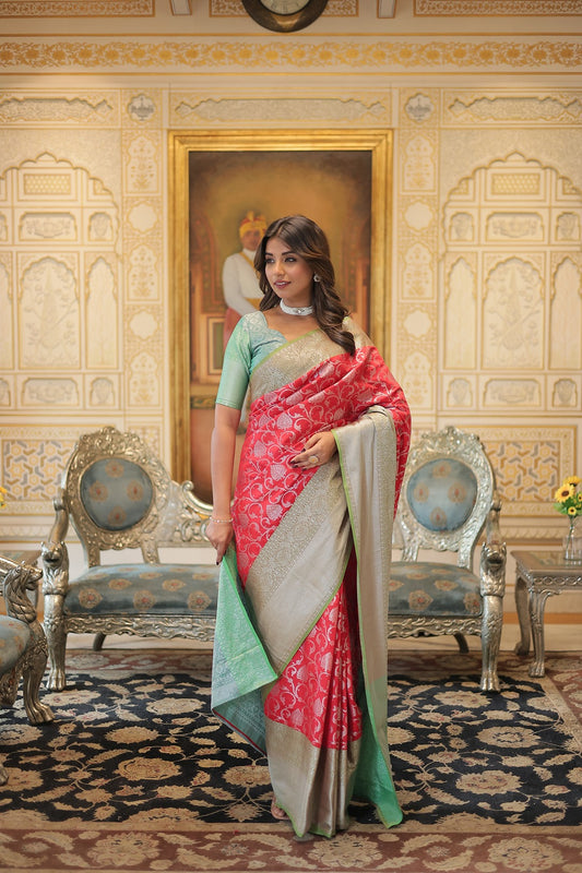 Pure Kanjivaram Silk Saree with Traditional Zari Weaving Work