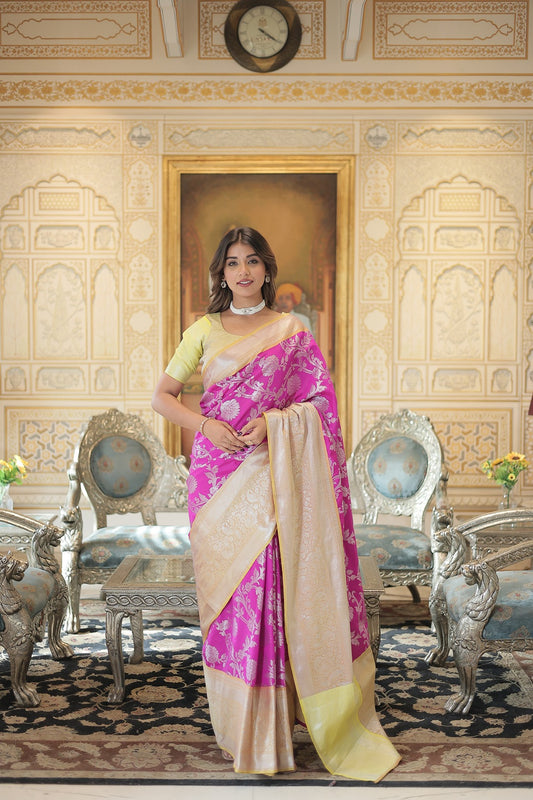 Premium Kanjivaram Silk Saree with Elegant Zari Weaving Work