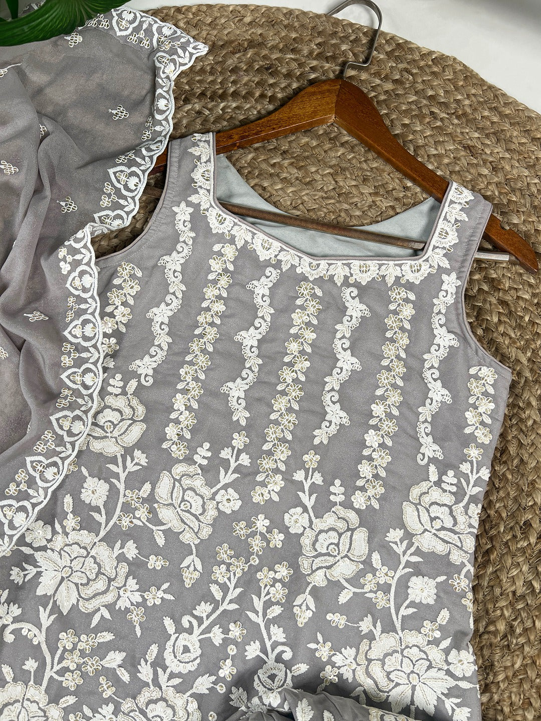 Grey Star Georgette Embroidered Salwar Suit with Sequins Work & Dupatta