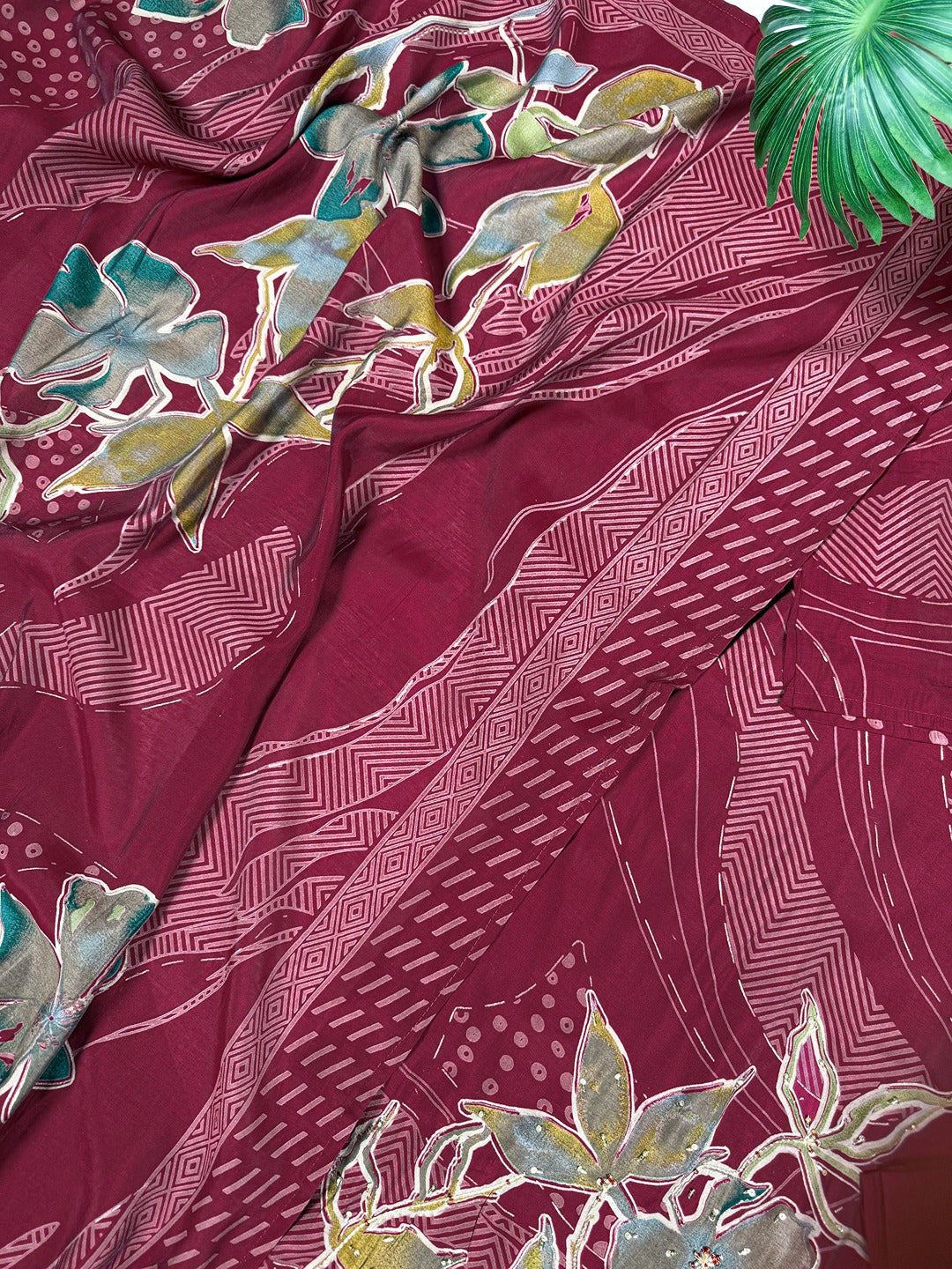 Roman Silk Floral Print Salwar Suit with Beads Handwork & Dupatta – Premium Ethnic Set