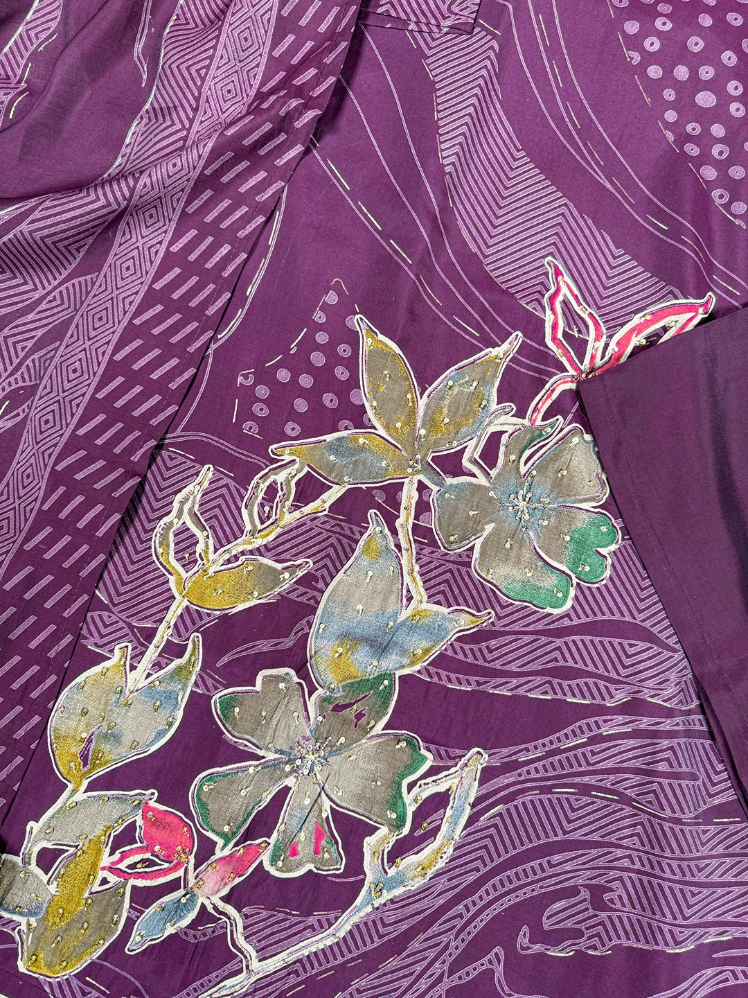 Roman Silk Floral Print Salwar Suit with Beads Handwork & Dupatta – Premium Ethnic Set