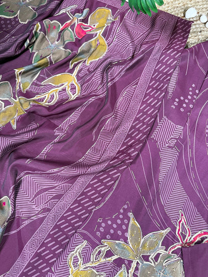 Roman Silk Floral Print Salwar Suit with Beads Handwork & Dupatta – Premium Ethnic Set