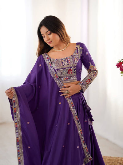 PURPLE WEDDING LEHENGA WITH CHOLI AND DUPATTA