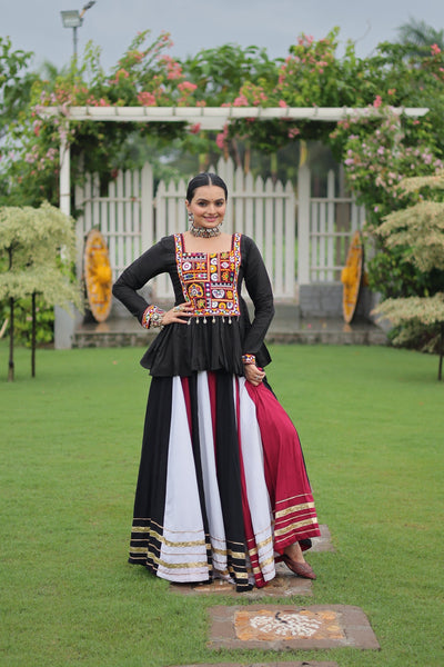 Navratri Special Multicolor Lehenga with Kutchi Gamthi Work- Full Stitched-2