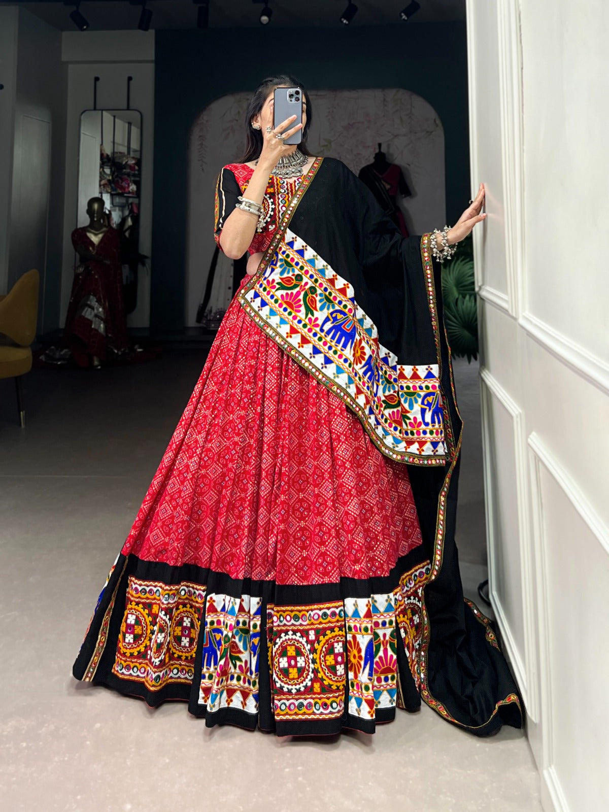 Traditional Gamthi & Mirror Work Chaniya Choli