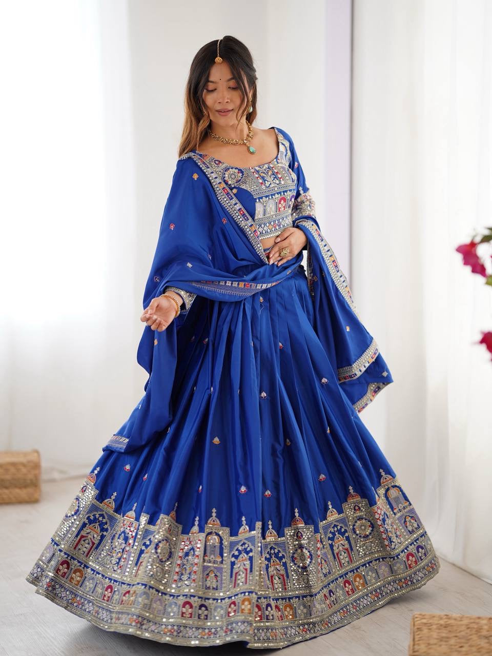 ROYAL BLUE WEDDING LEHENGA WITH CHOLI AND DUPATTA