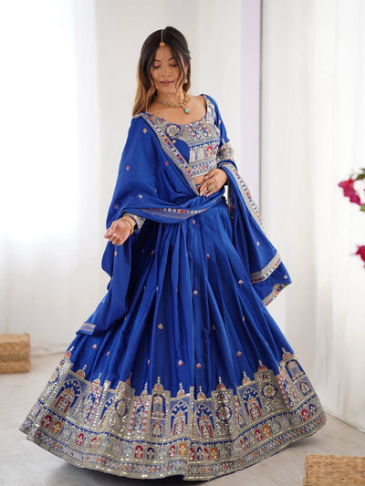 ROYAL BLUE WEDDING LEHENGA WITH CHOLI AND DUPATTA