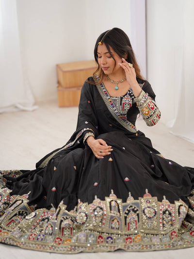 BLACK WEDDING LEHENGA WITH CHOLI AND DUPATTA