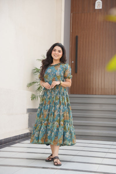 Floral Print Ethnic Dress