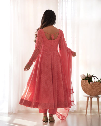 Fully Flared Kali-Patten Anarkali With Fancy Dupatta