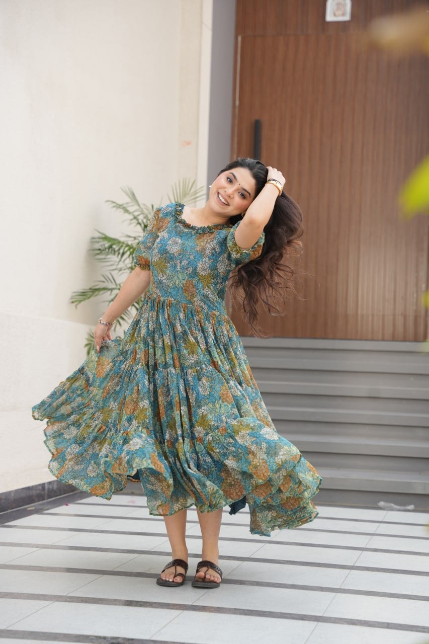 Floral Print Ethnic Dress