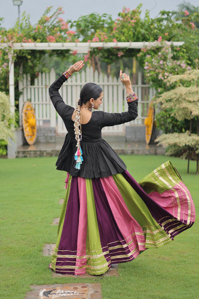 Navratri Special Multicolor Lehenga with Kutchi Gamthi Work- Full Stitched-5