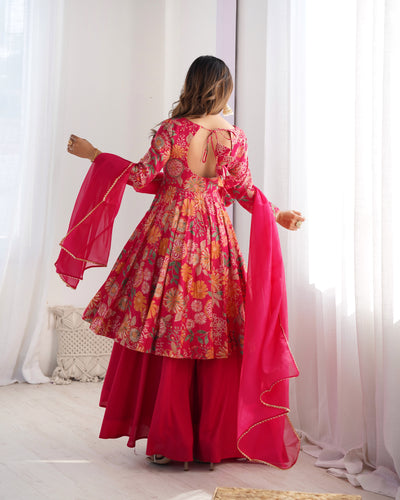 PINK KEDIYA ROMAN SILK PARTYWEAR DRESS