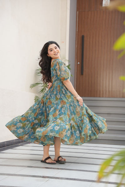 Floral Print Ethnic Dress
