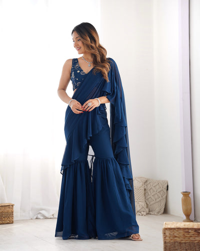 Ready-To-Wear Sharara Saree With Fully Stitched Blouse