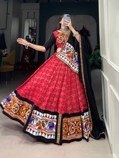 Traditional Gamthi & Mirror Work Chaniya Choli