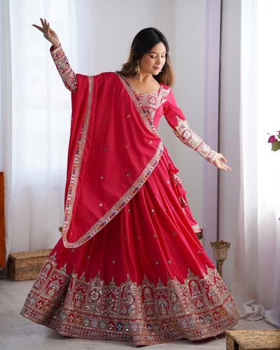 PINK WEDDING LEHENGA WITH CHOLI AND DUPATTA