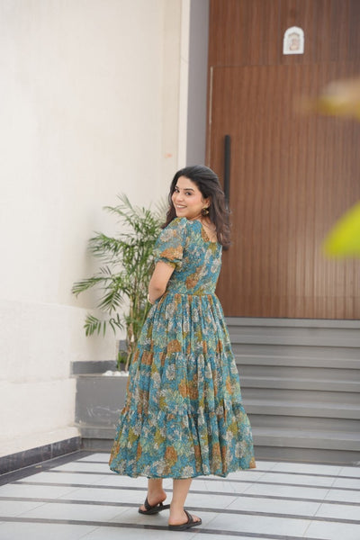 Floral Print Ethnic Dress