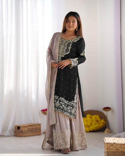 Black Color Festival Designer Suit With Dupatta