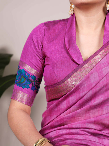 Chanderi Printed Saree with Zari Weaving Work – Elegant Saree Collection