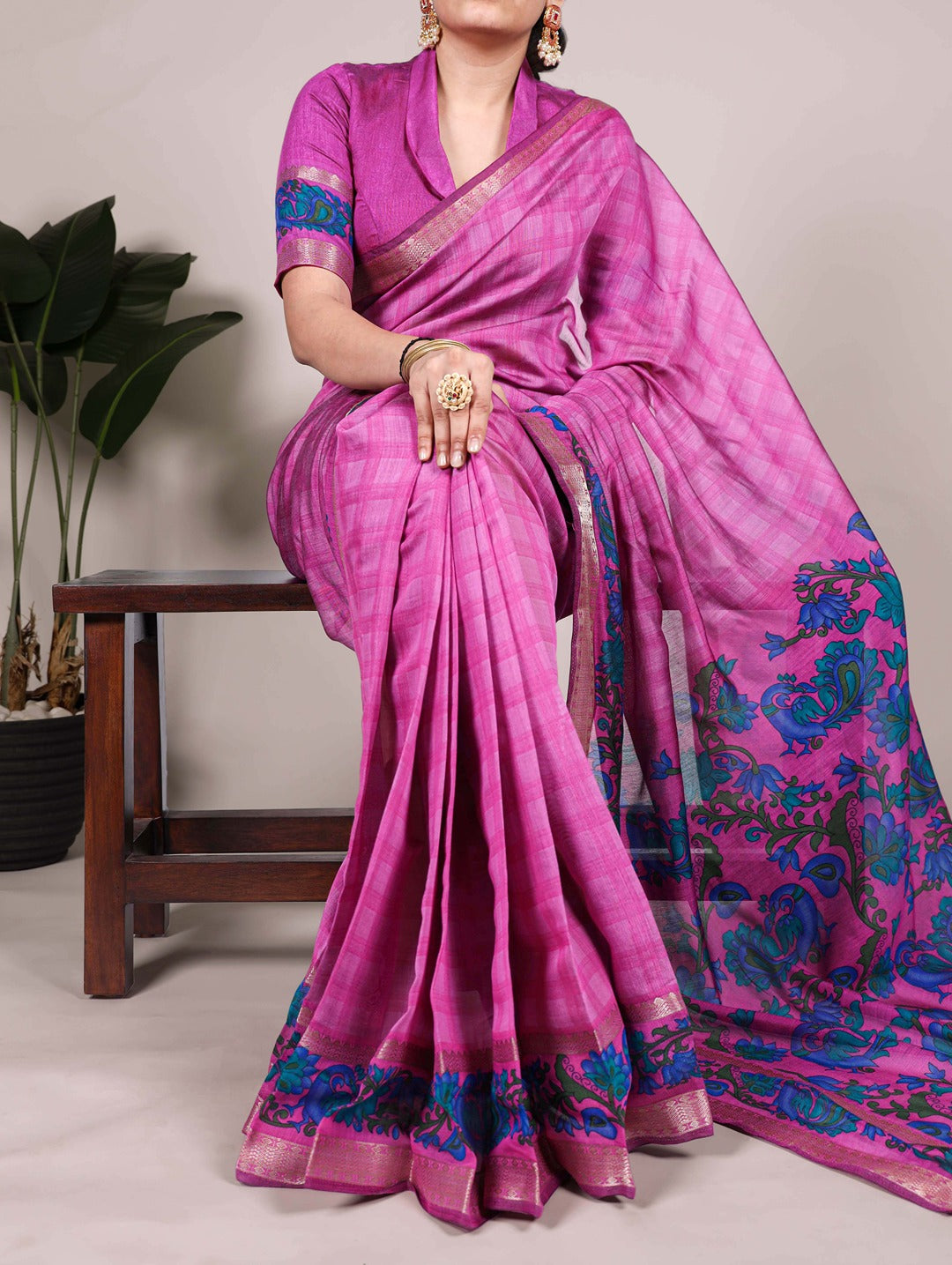 Chanderi Printed Saree with Zari Weaving Work – Elegant Saree Collection