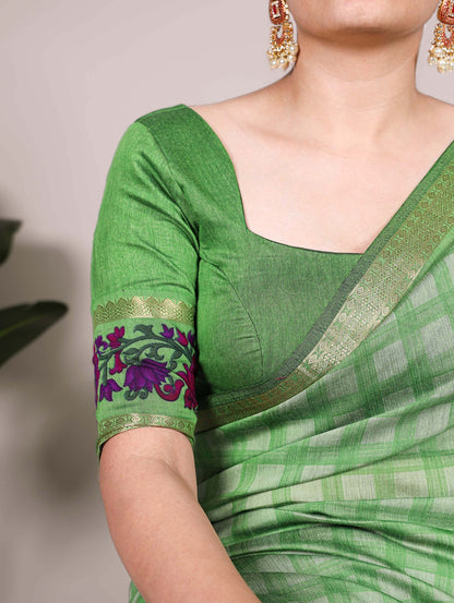 Chanderi Printed Saree with Zari Weaving Work – Elegant Saree Collection