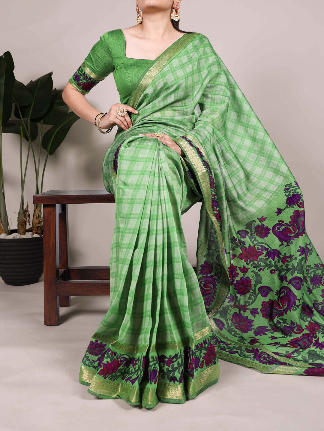 Chanderi Printed Saree with Zari Weaving Work – Elegant Saree Collection