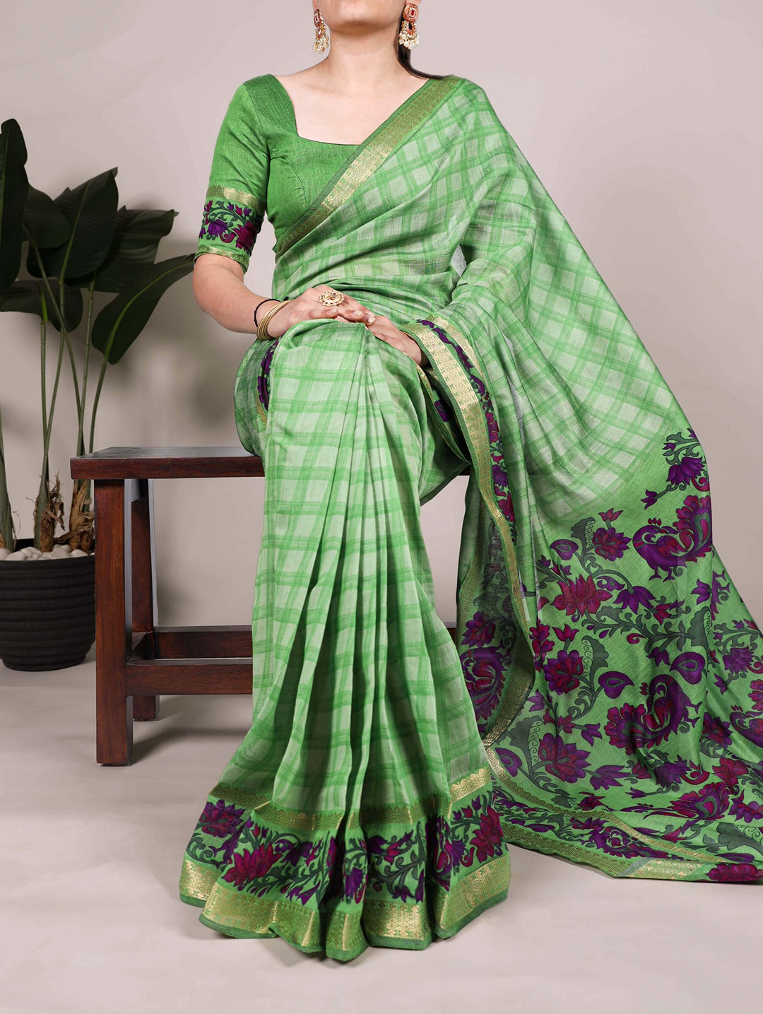 Chanderi Printed Saree with Zari Weaving Work – Elegant Saree Collection