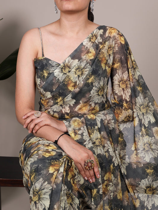 Weightless Marble Floral Printed Saree – Lightweight Floral Saree Collection
