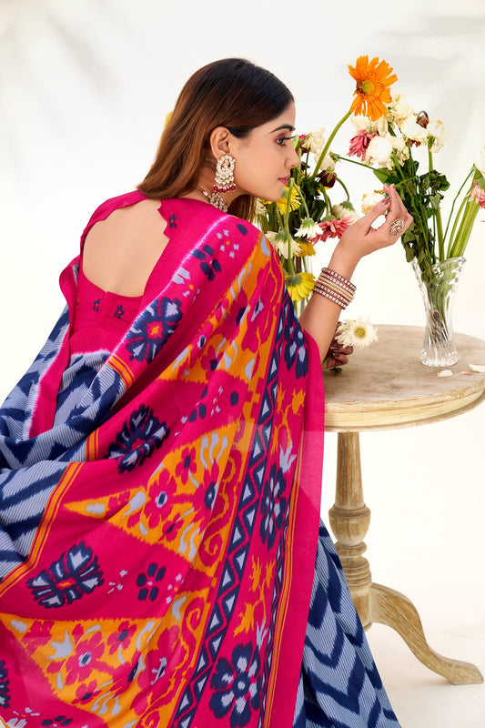 Tasar Silk Zigzag Printed Saree – Elegant Traditional Silk Saree Collection